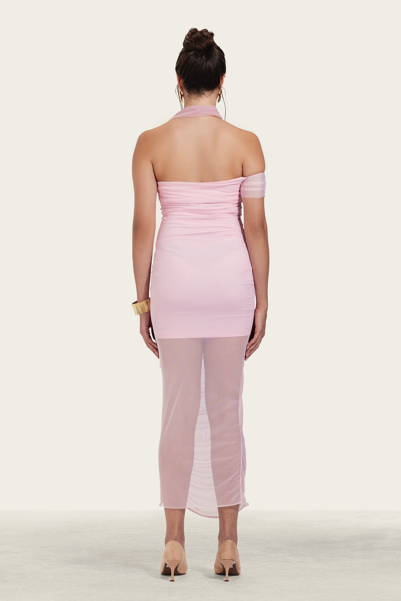 Long Fitted Mesh Dress