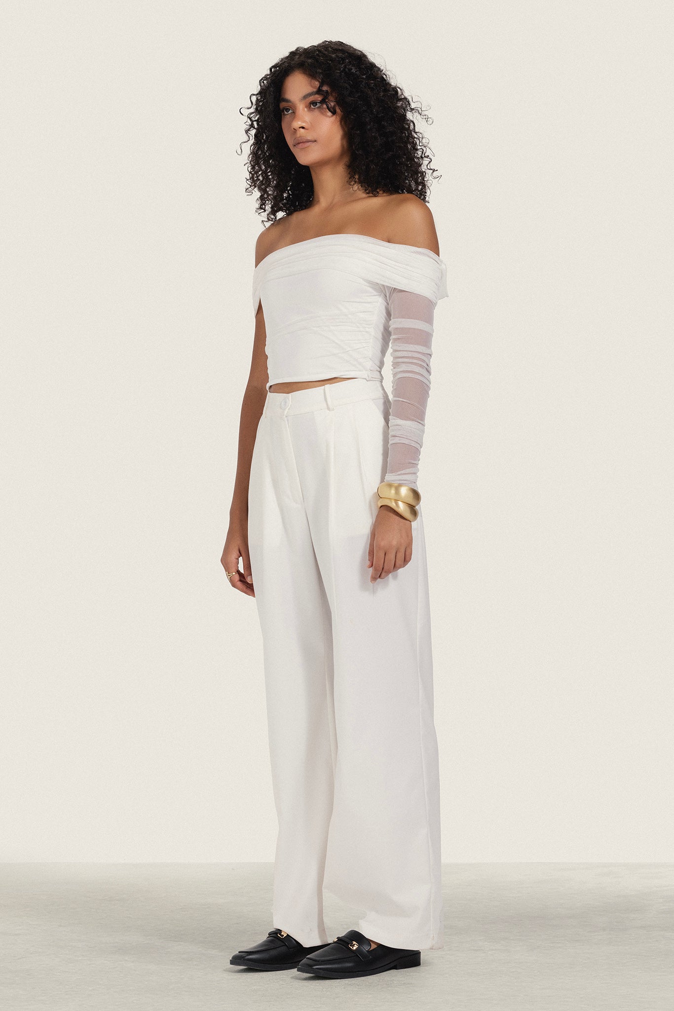 Off Shoulder Mesh Top