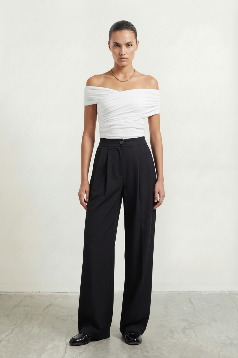 Two Pleats Straight Trousers