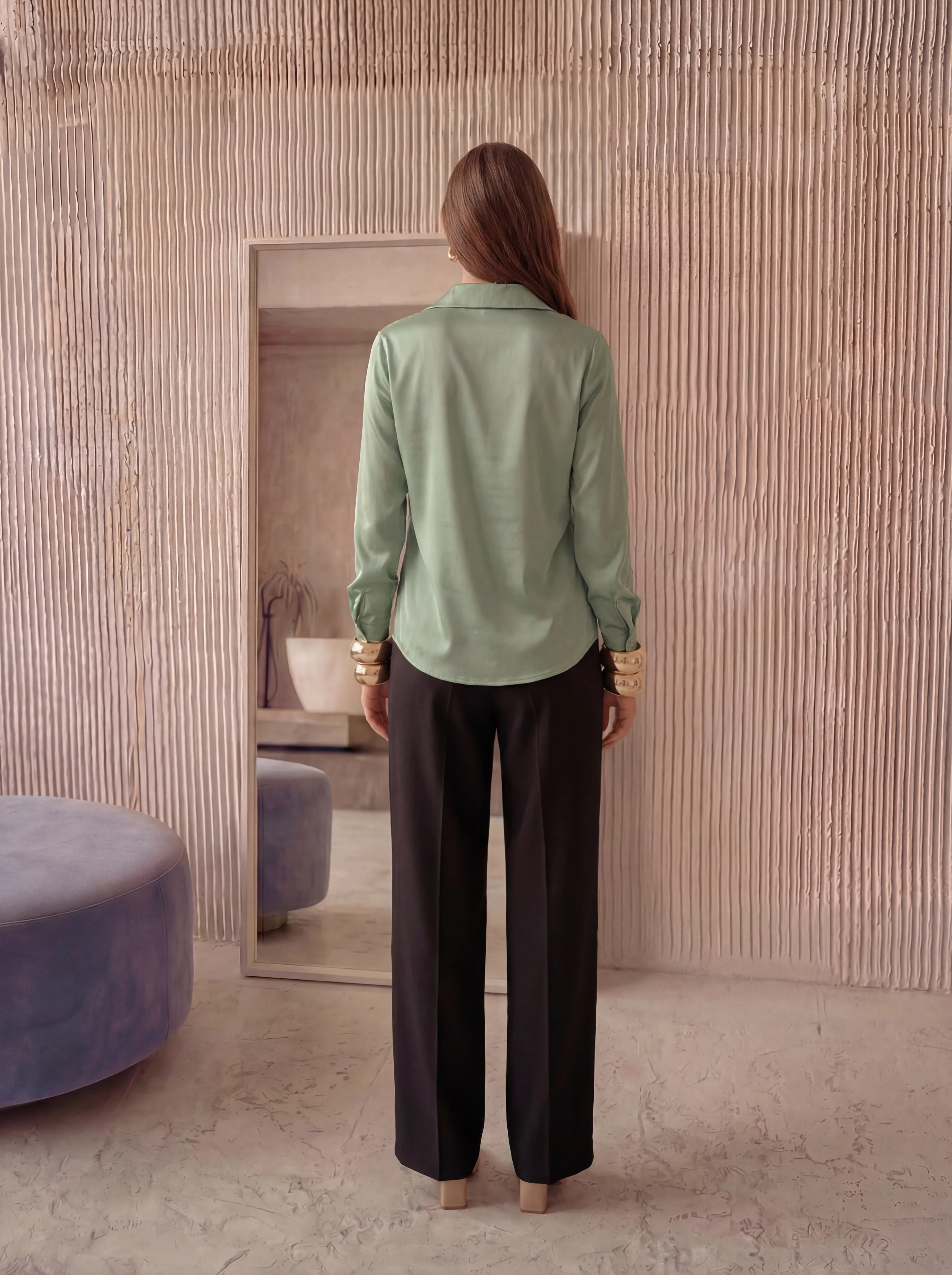 Draped Satin Blouse