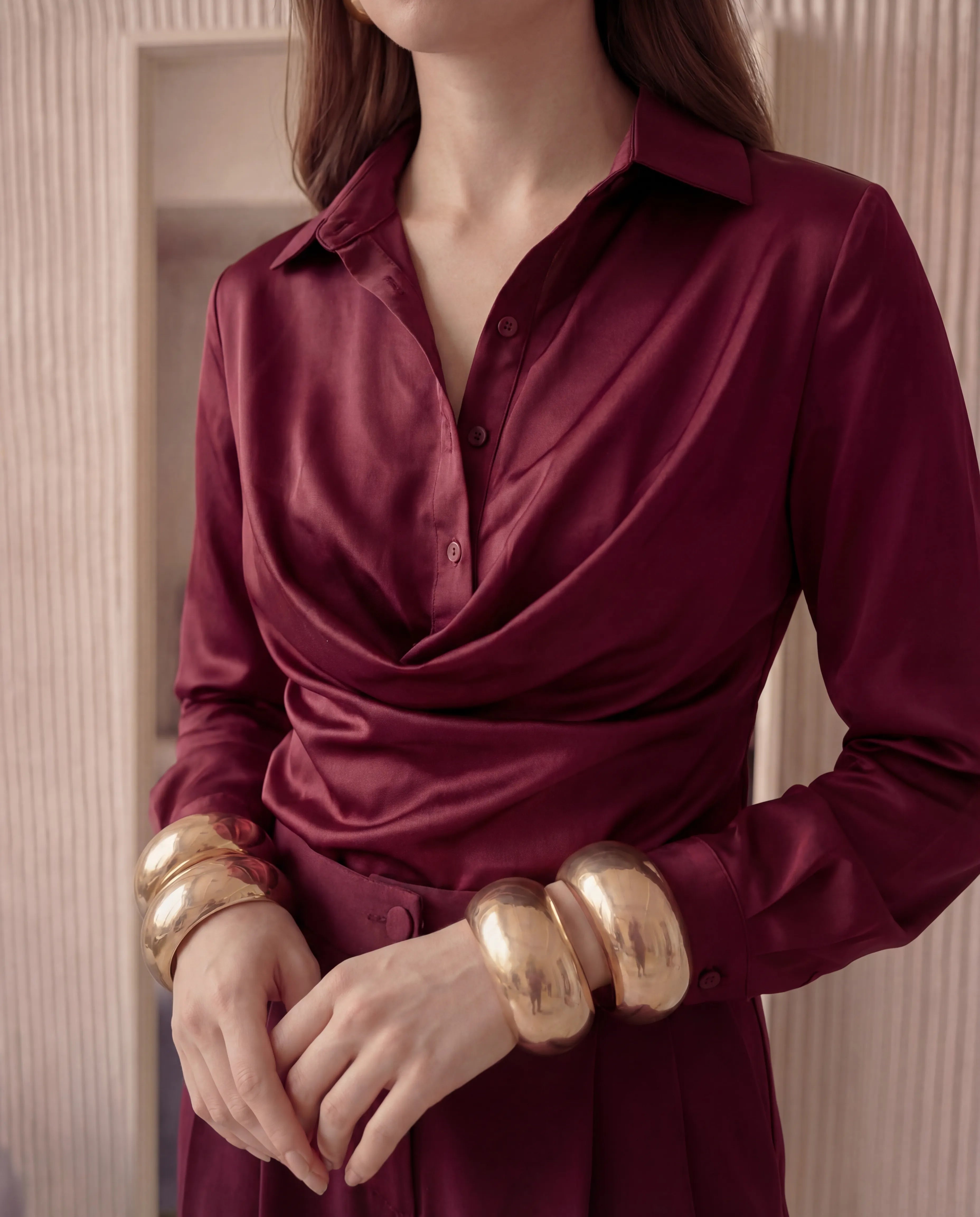 Draped Satin Blouse