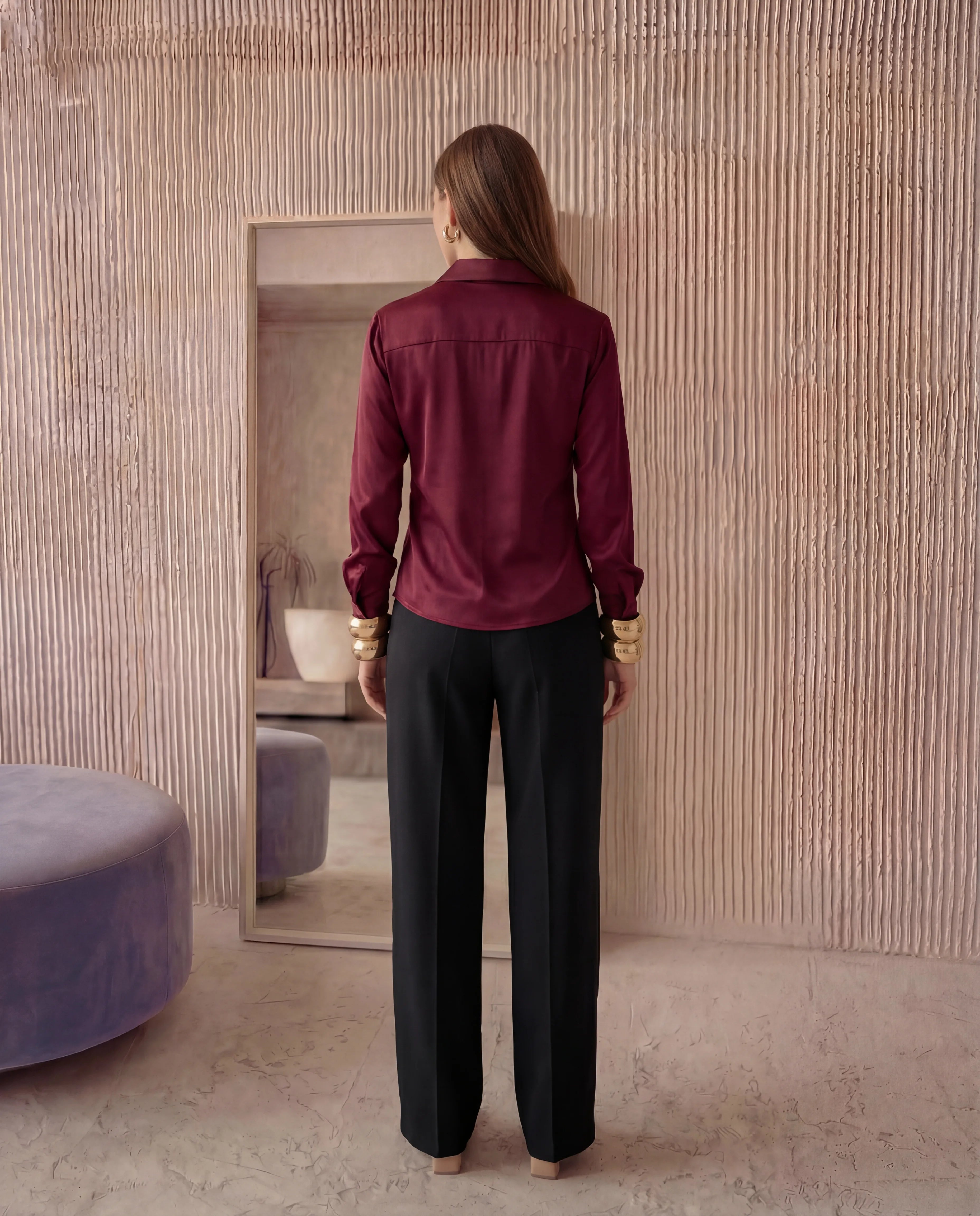 Draped Satin Blouse