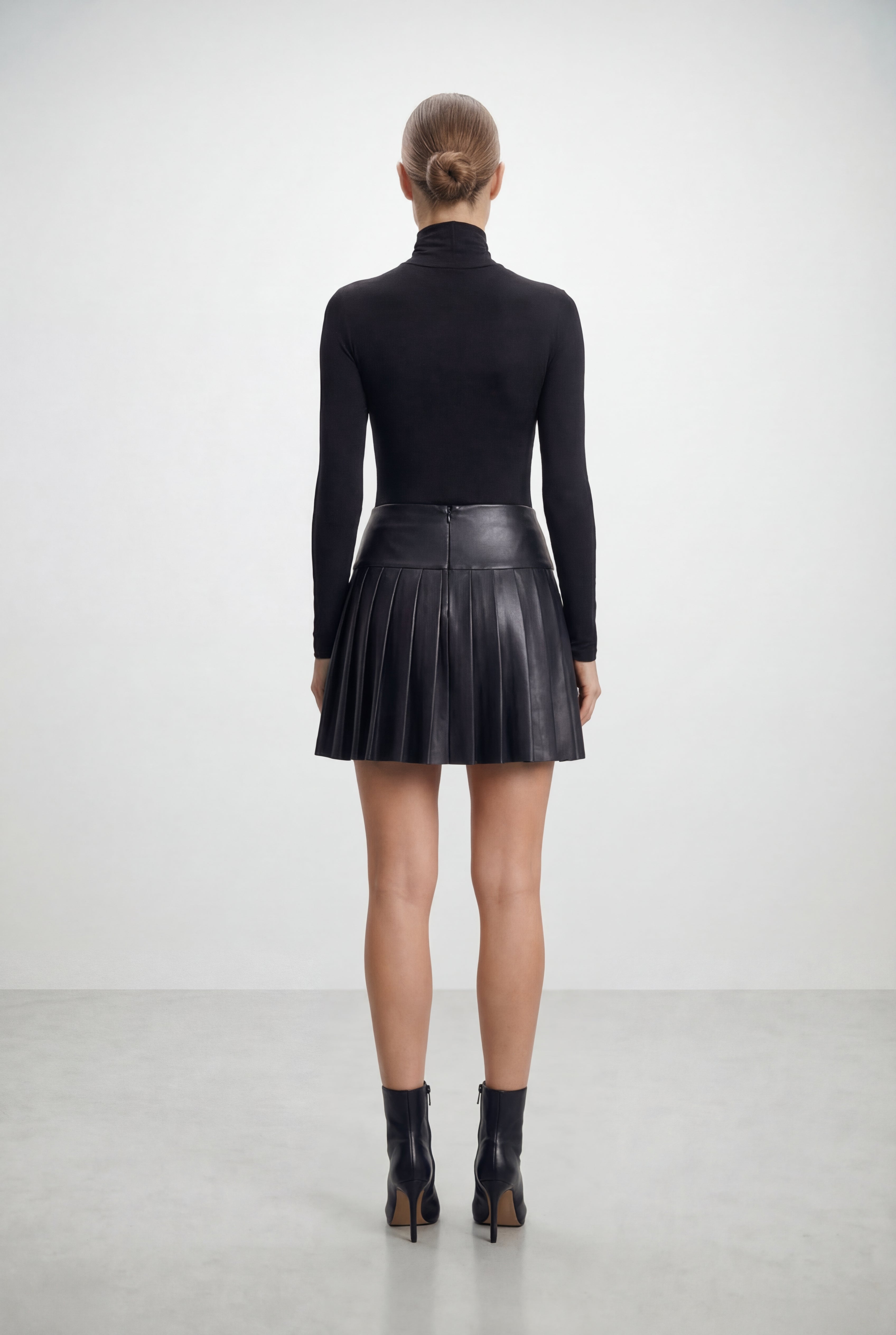 Pleated Leather Skirt