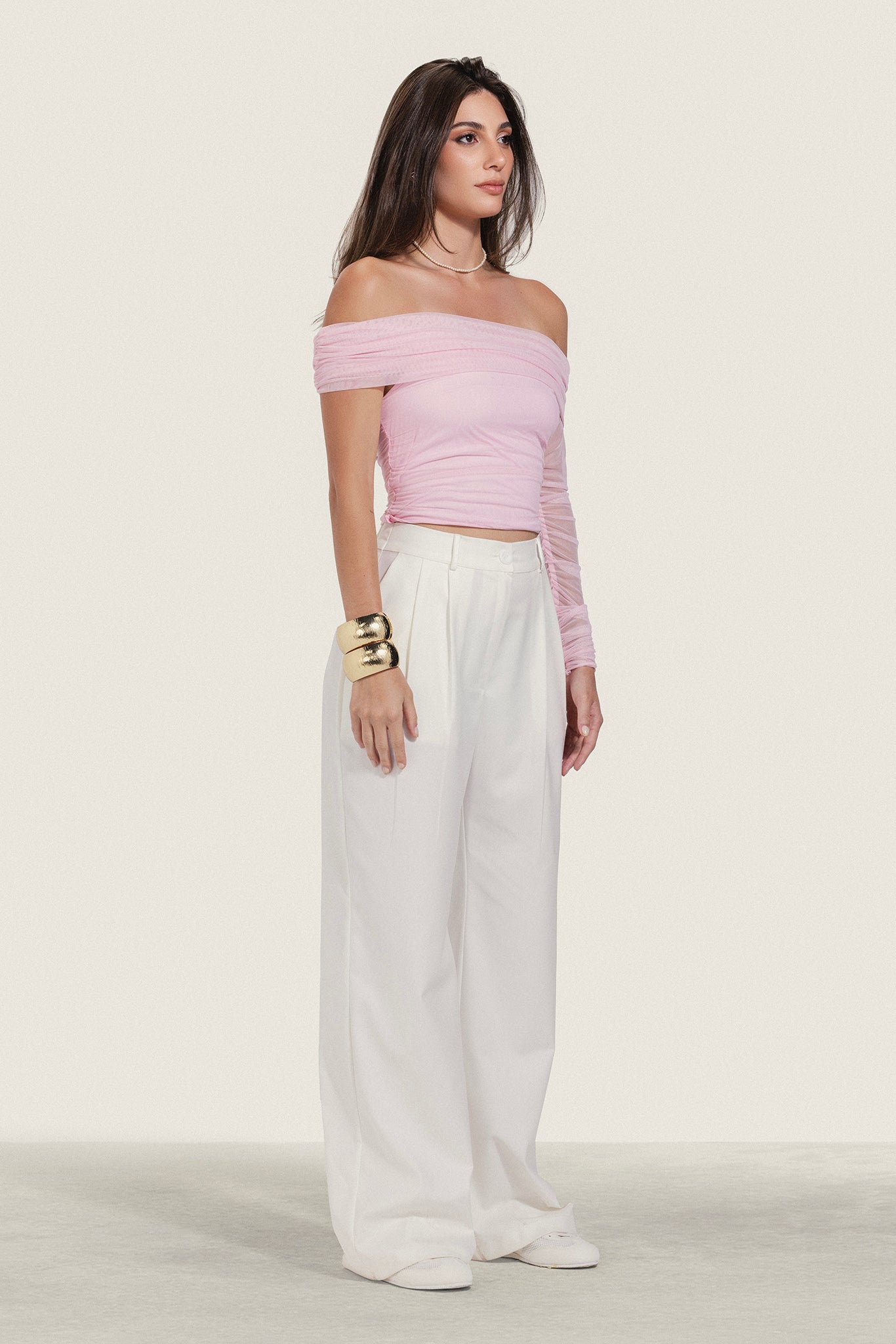 Off Shoulder Mesh Top