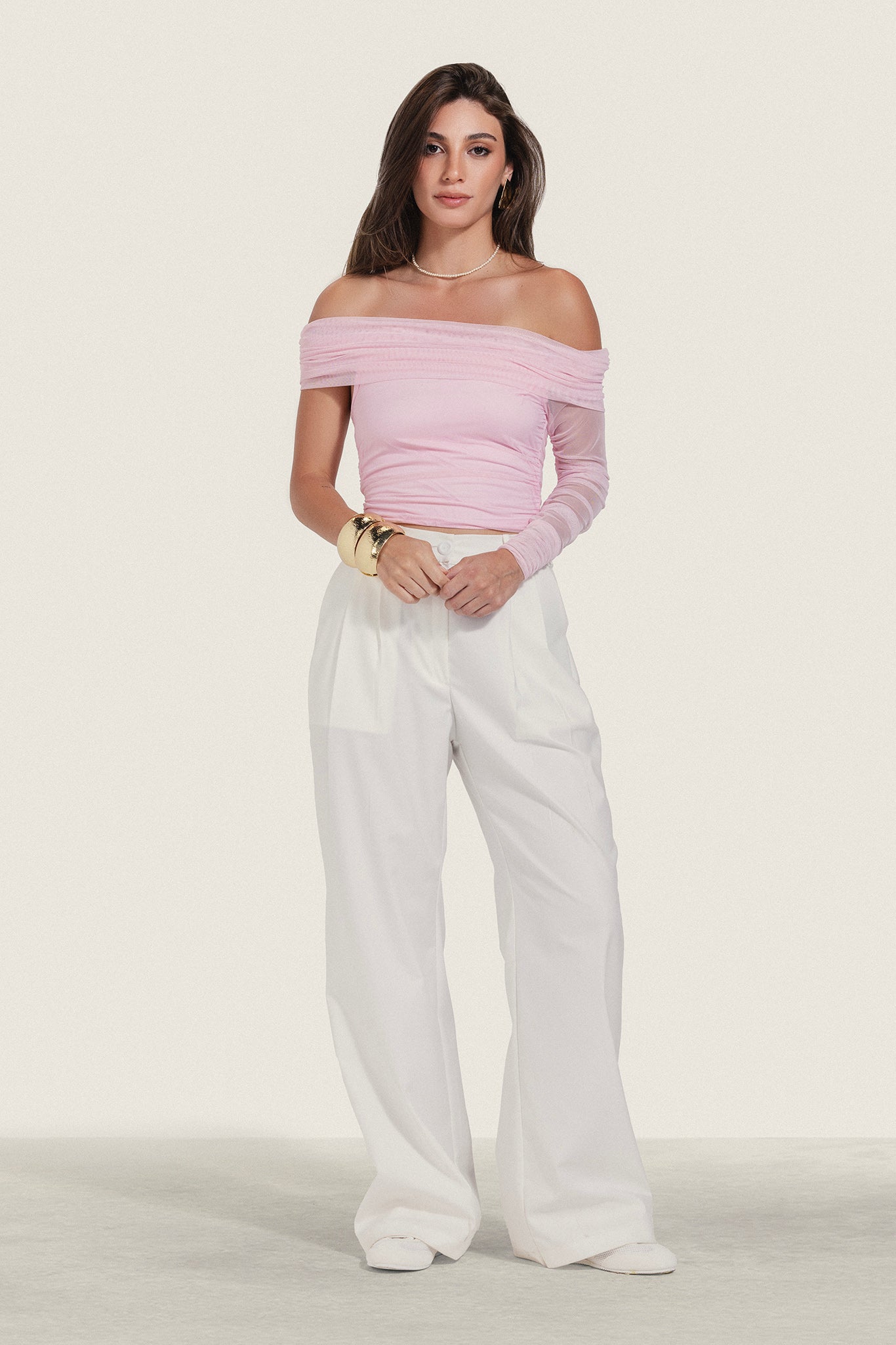Off Shoulder Mesh Top