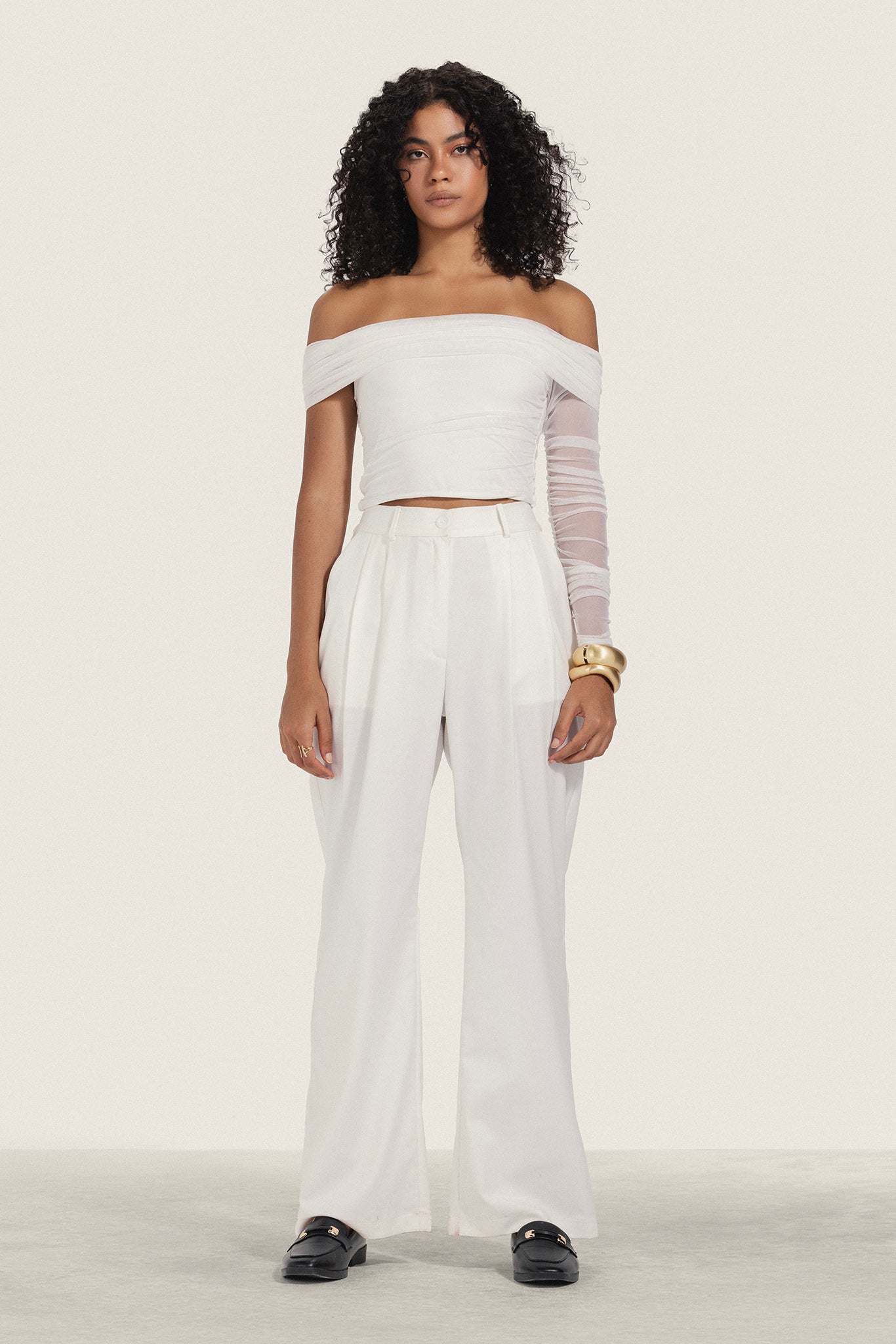 Off Shoulder Mesh Top