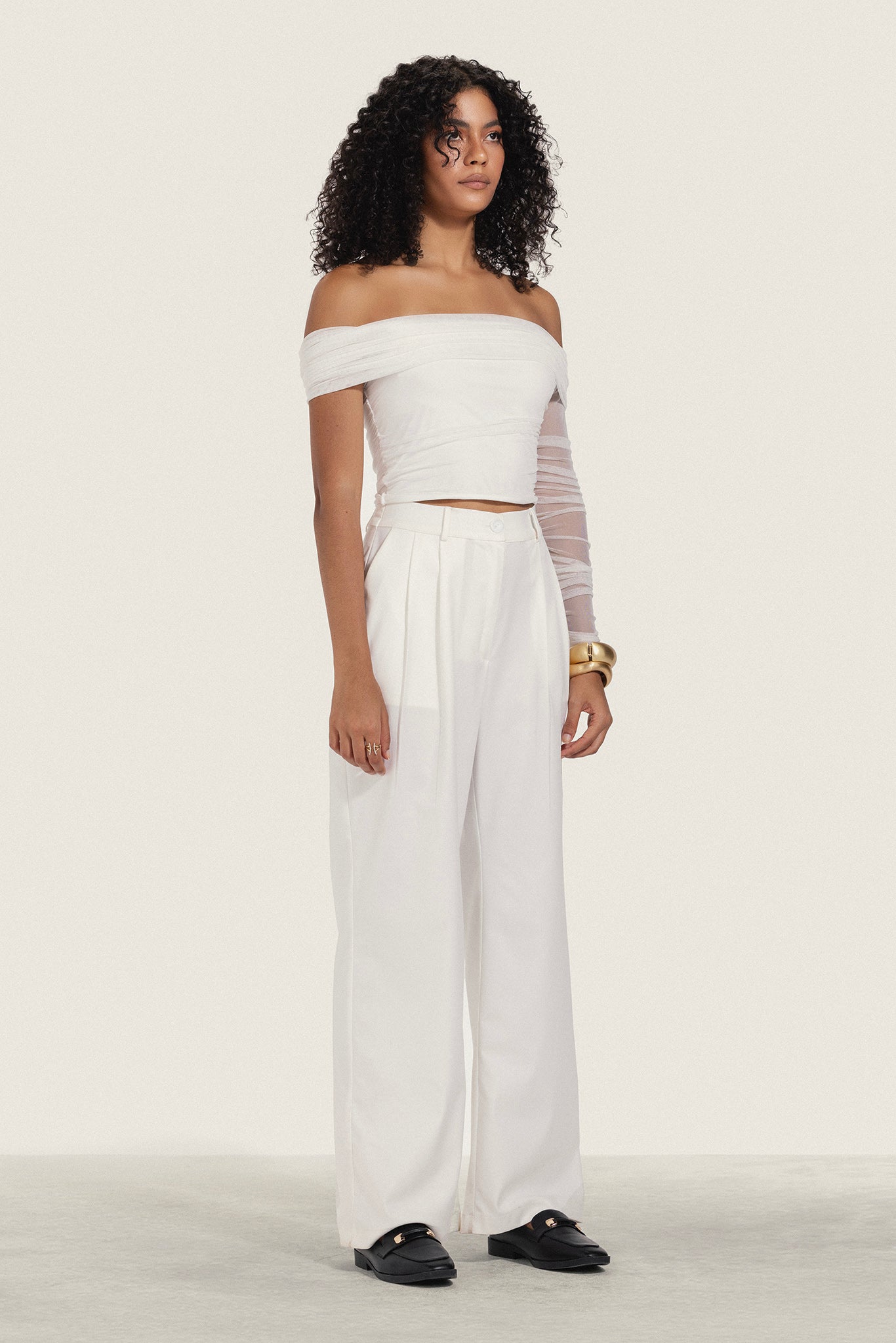 Off Shoulder Mesh Top