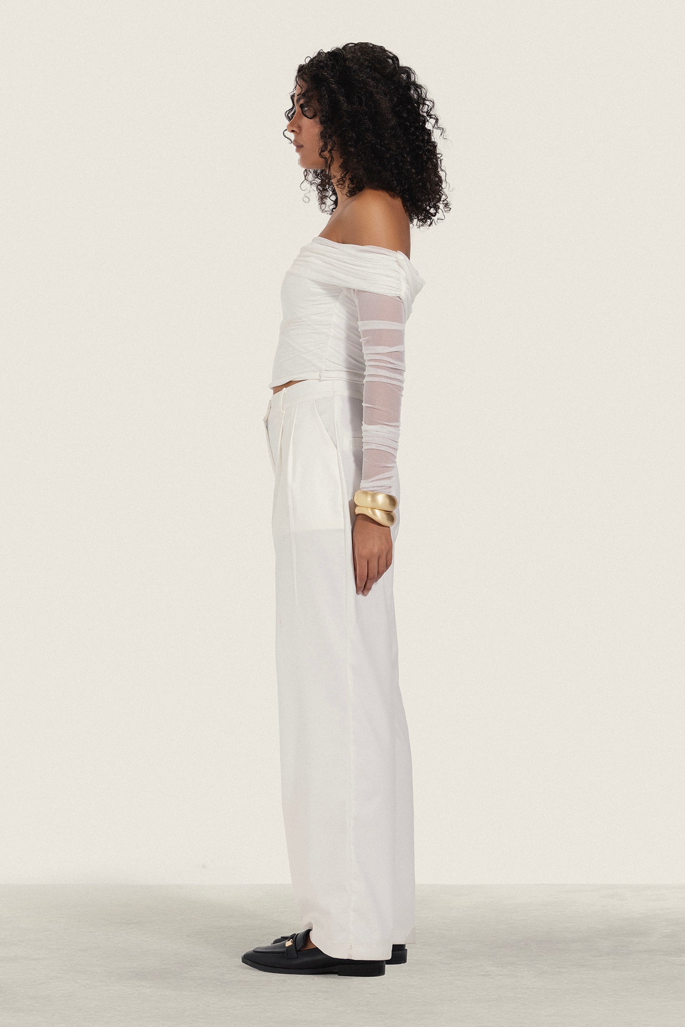 Off Shoulder Mesh Top