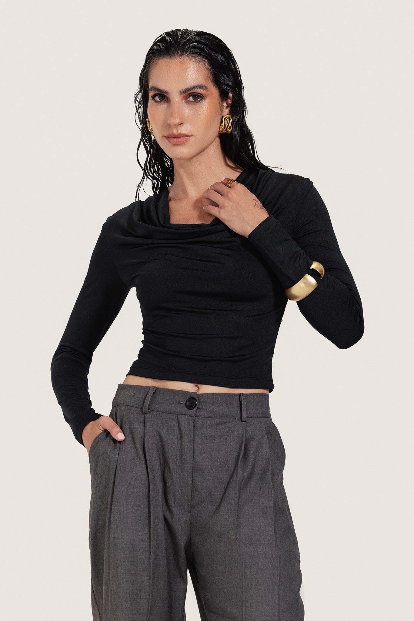 Long Sleeve Draped Top