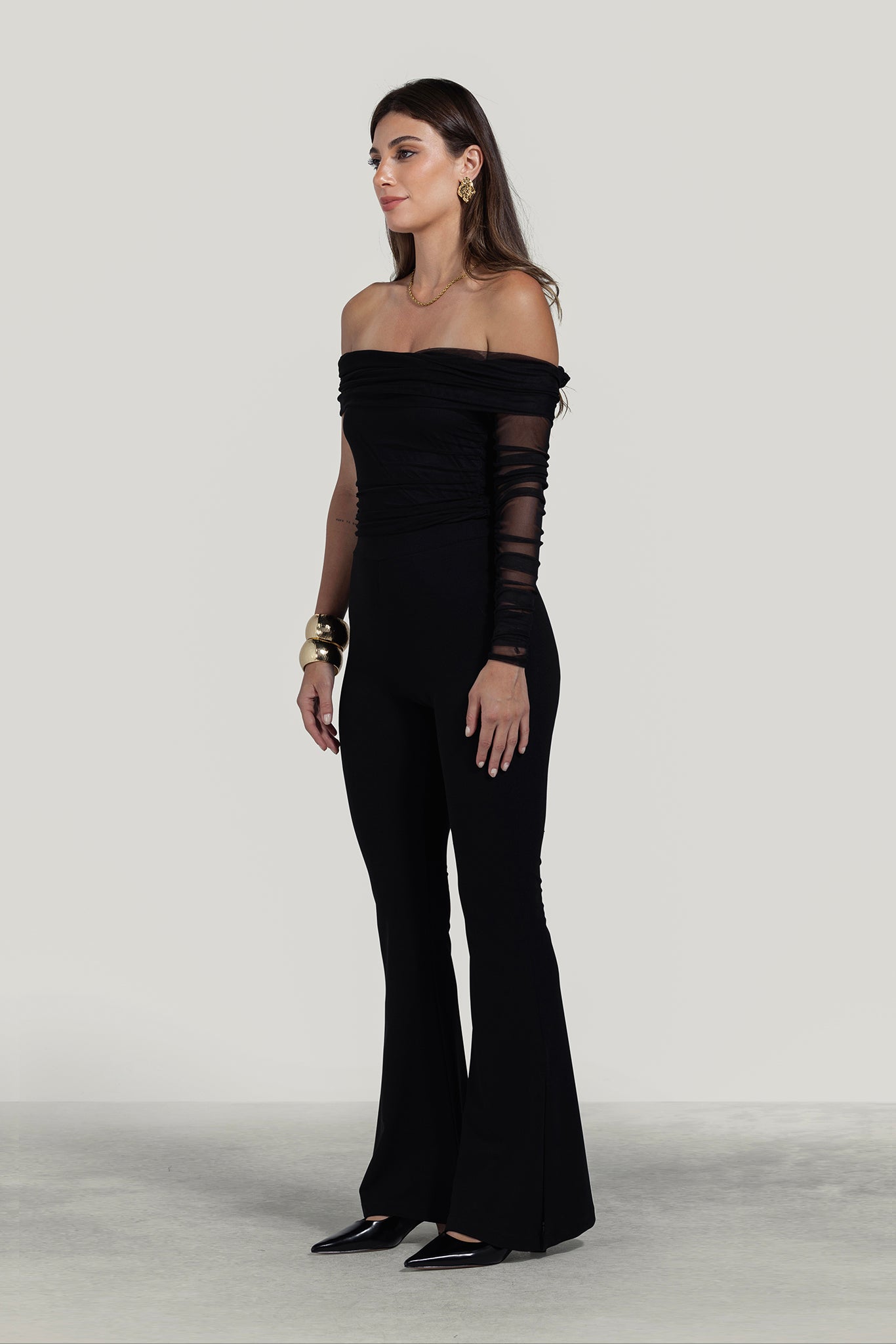 Off Shoulder Mesh Top