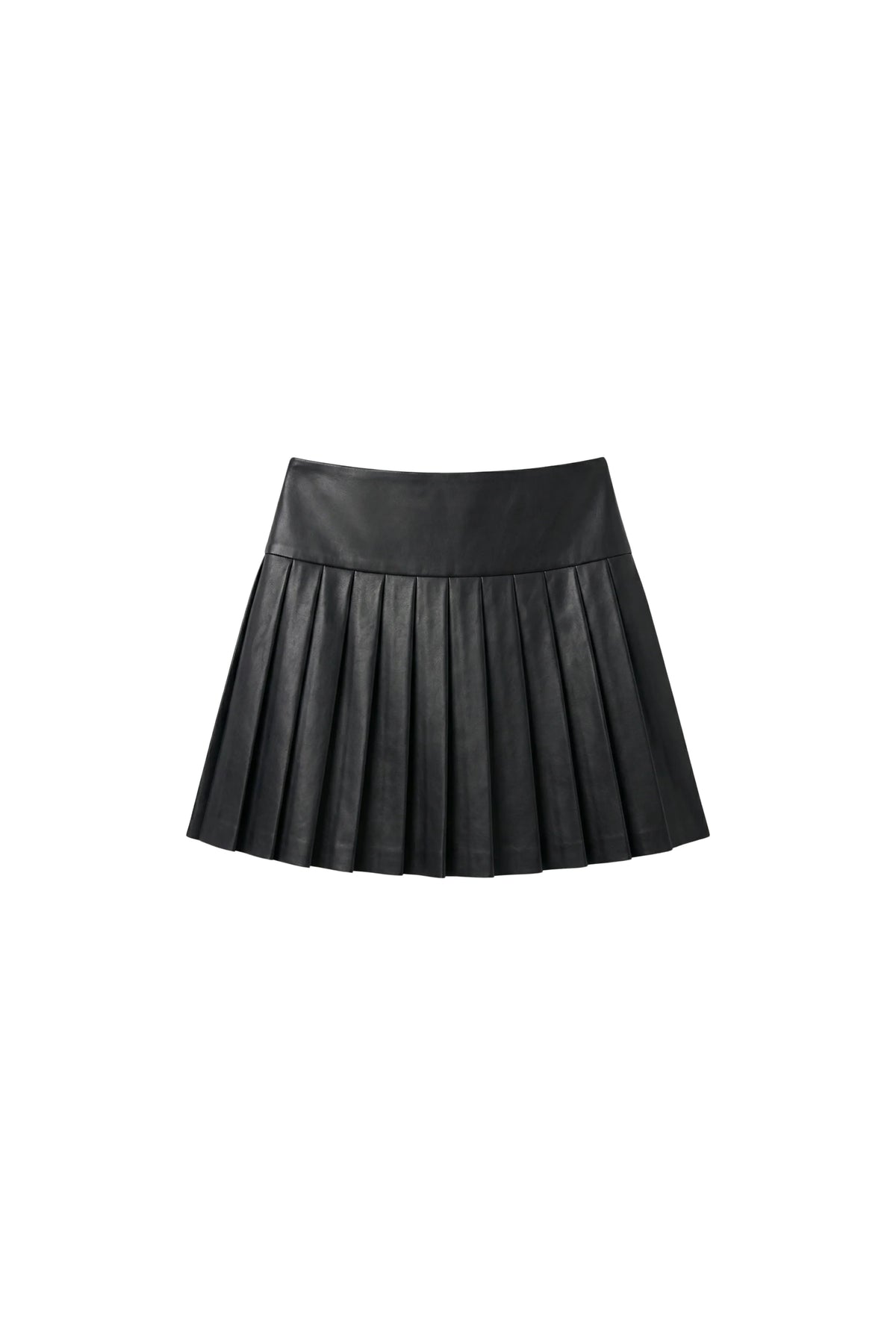 Pleated Leather Skirt