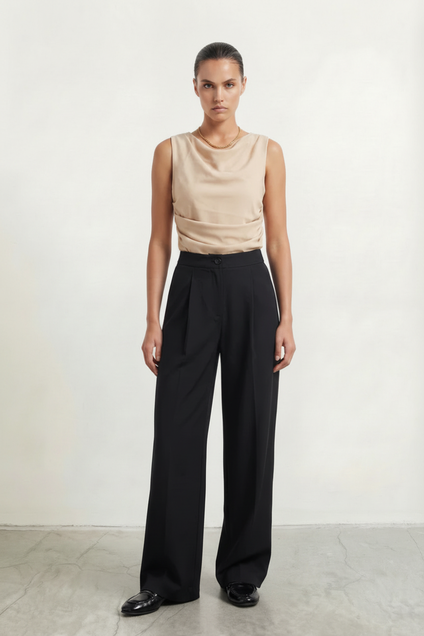 One Pleats Straight Trousers