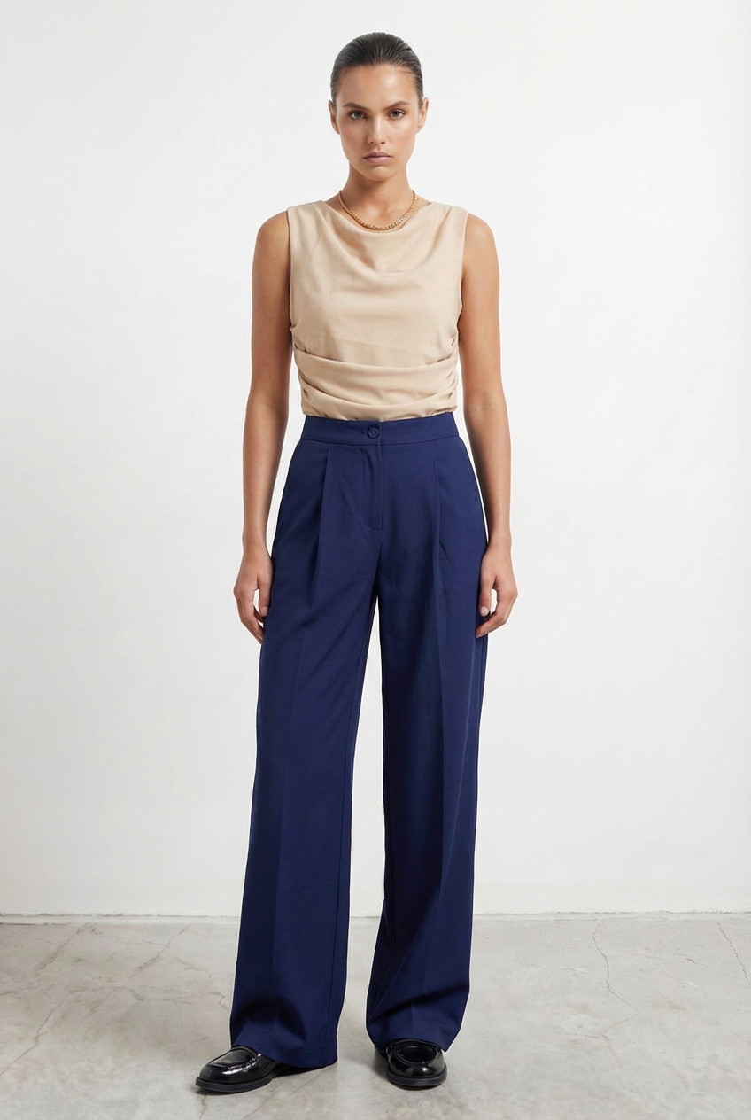 One Pleats Straight Trousers