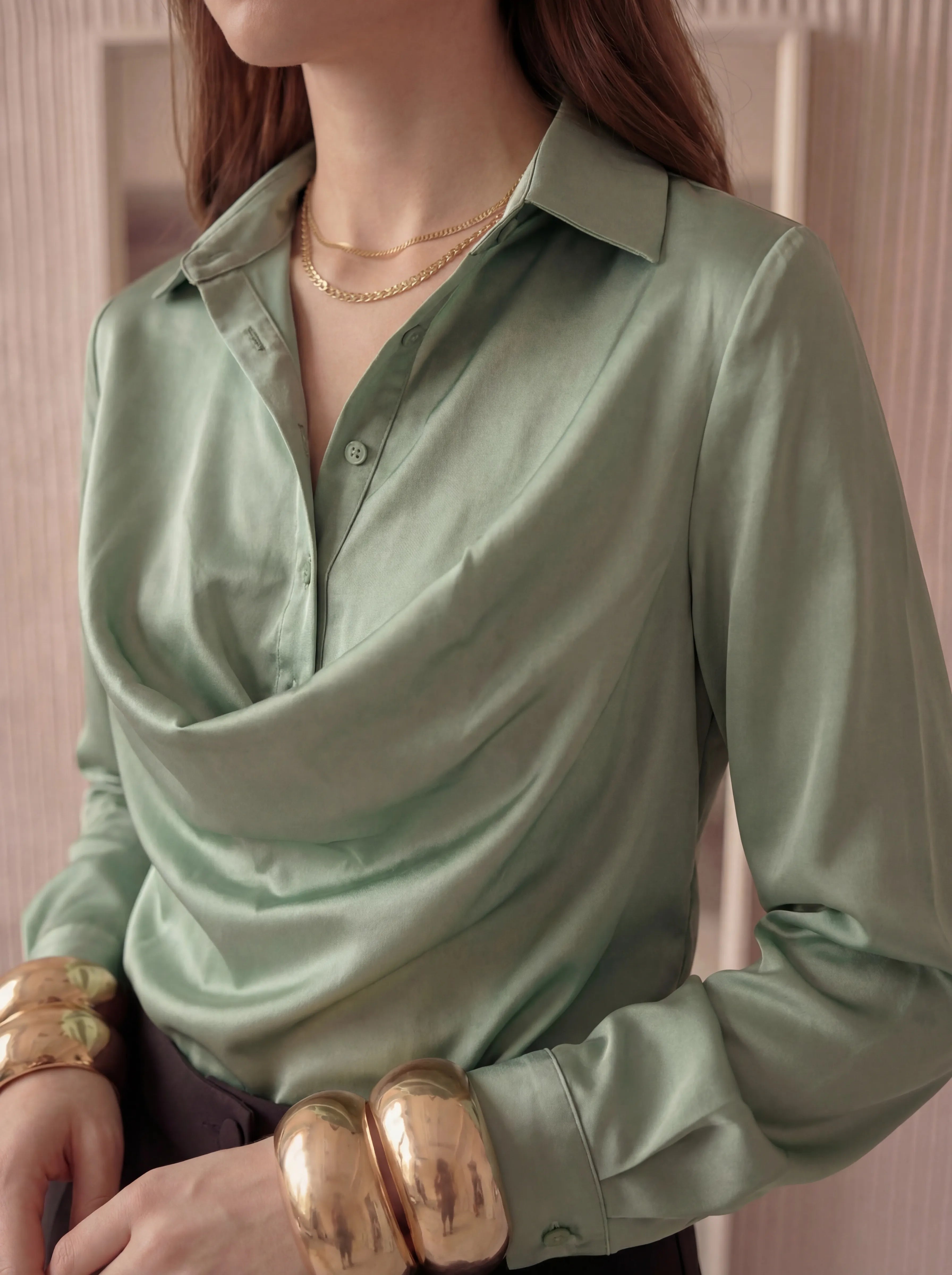 Draped Satin Blouse