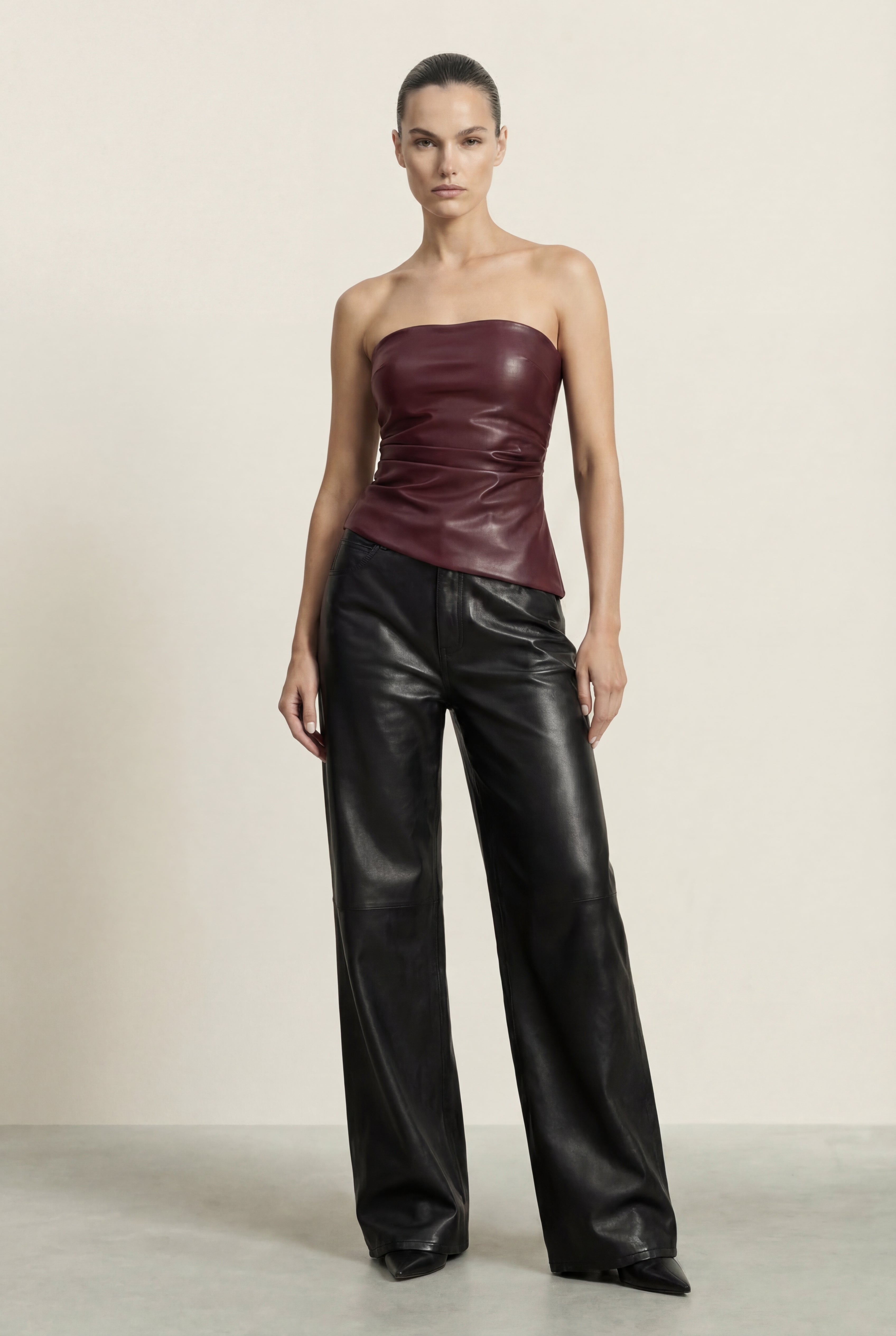 Leather Asymmetrical Top