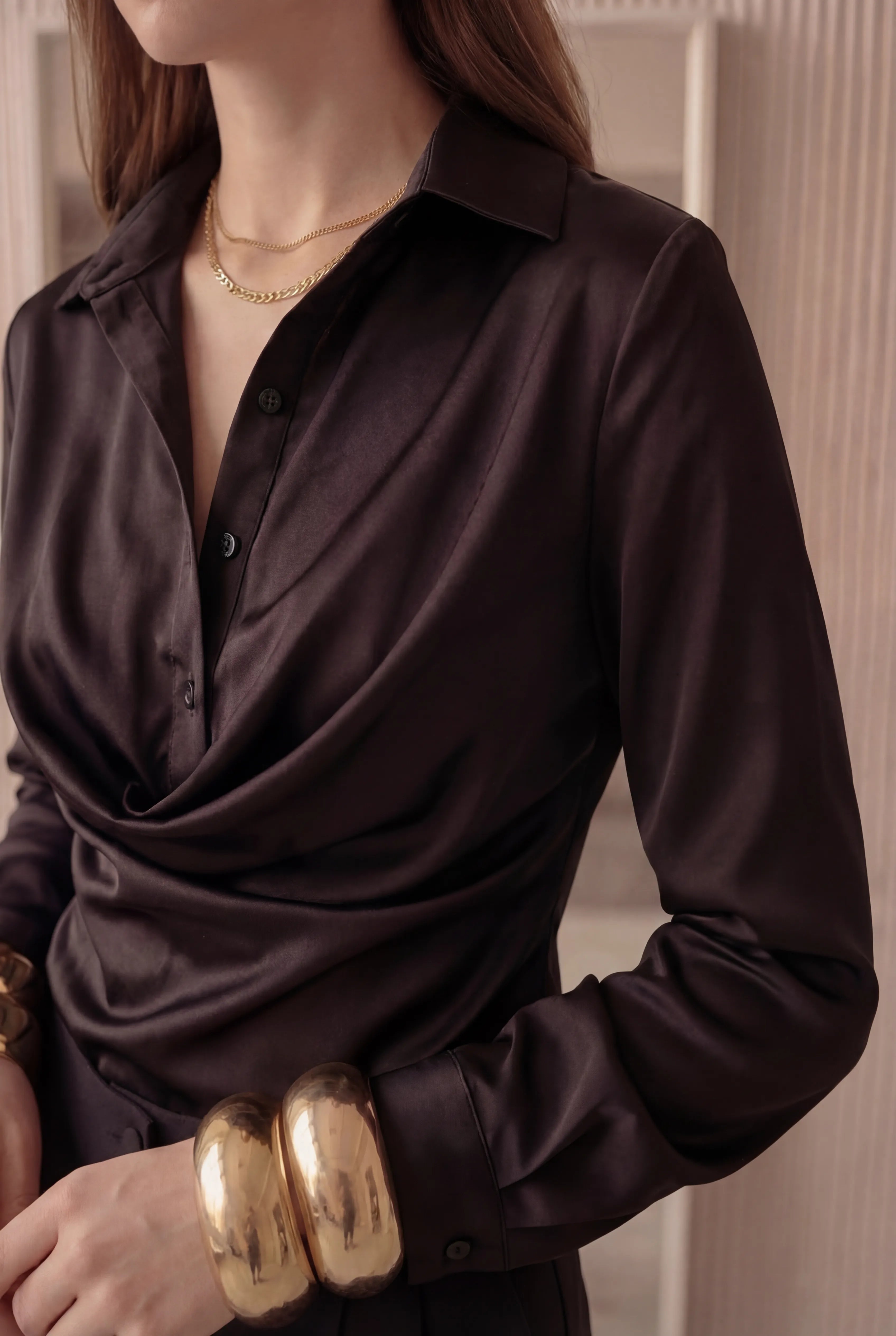 Draped Satin Blouse