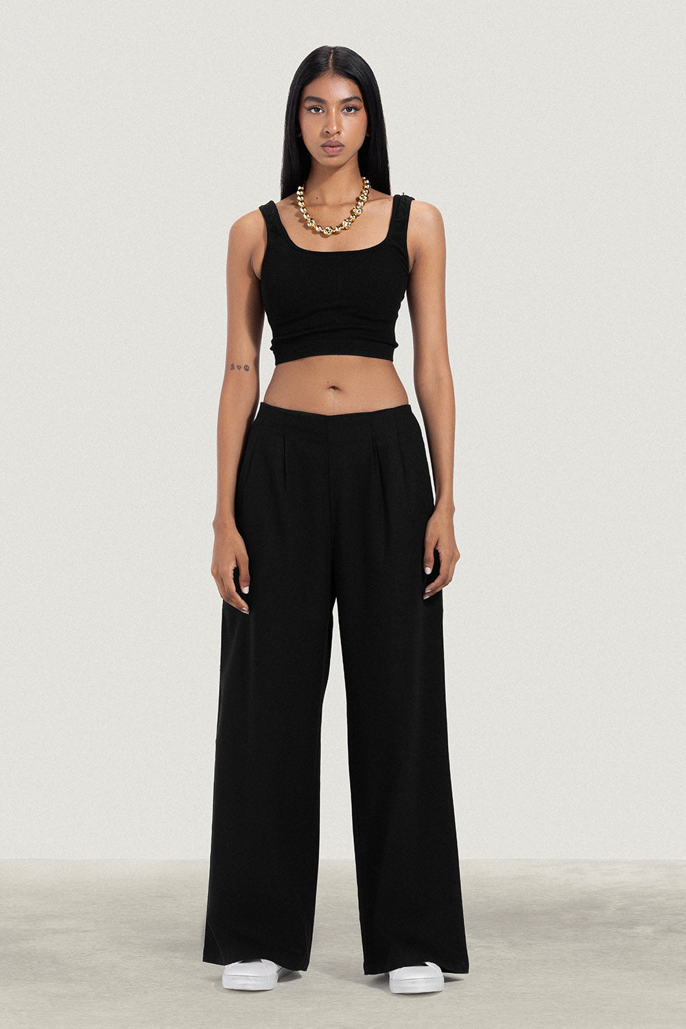 No Waist Pleated Linen Trousers