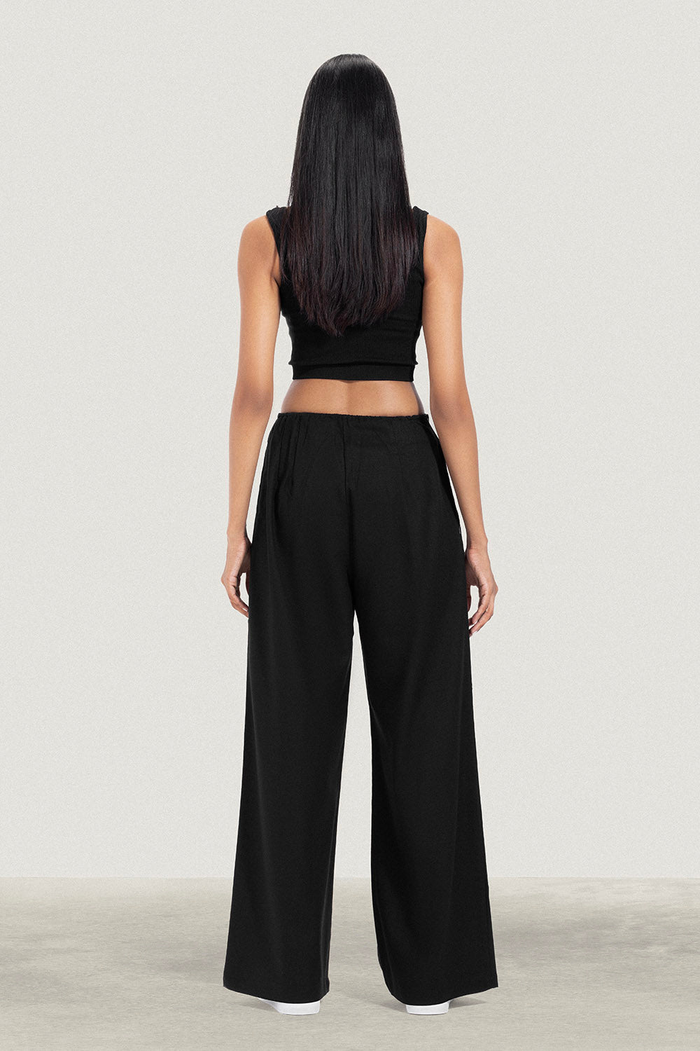 No Waist Pleated Linen Trousers