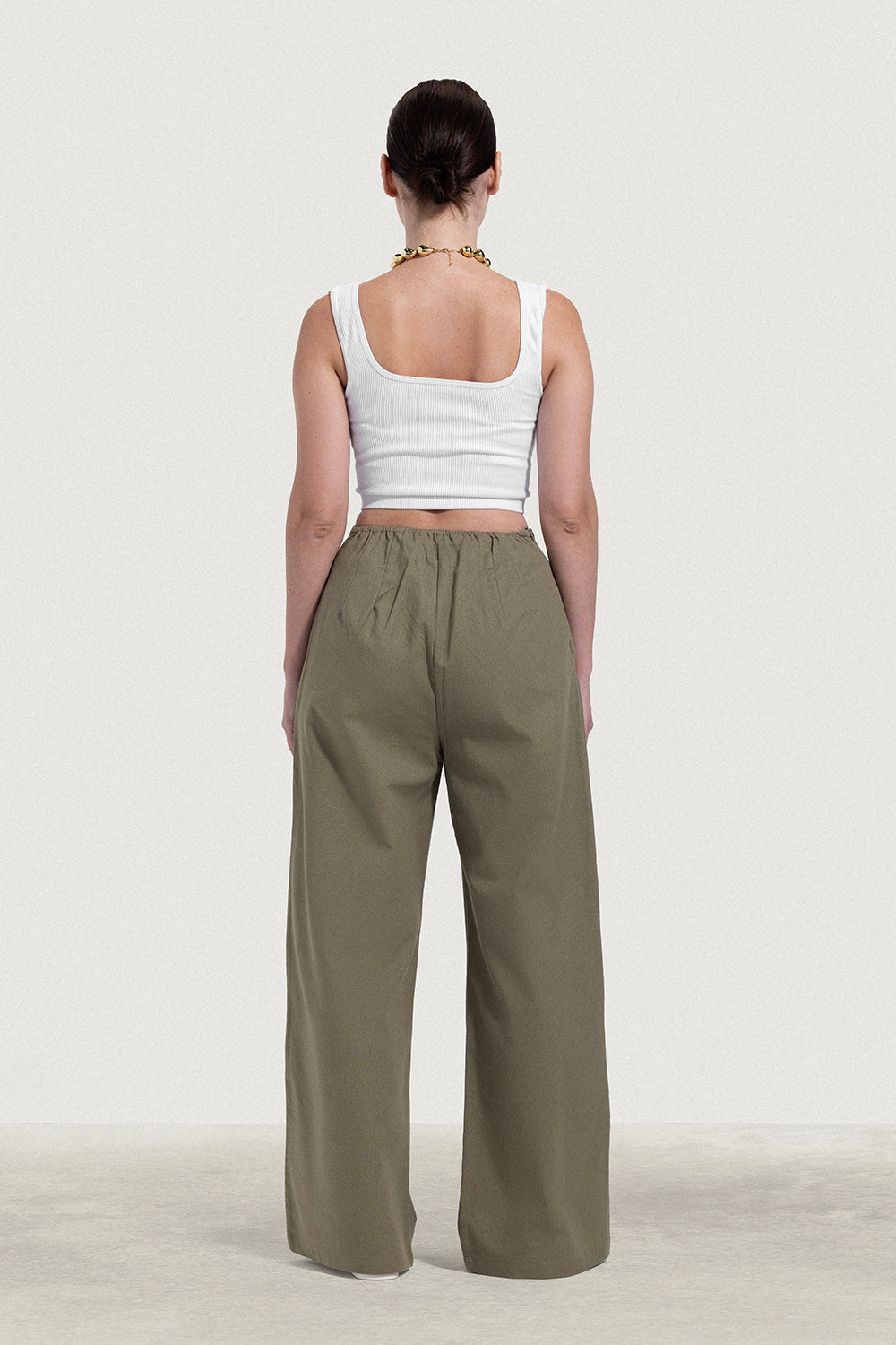 No Waist Pleated Linen Trousers