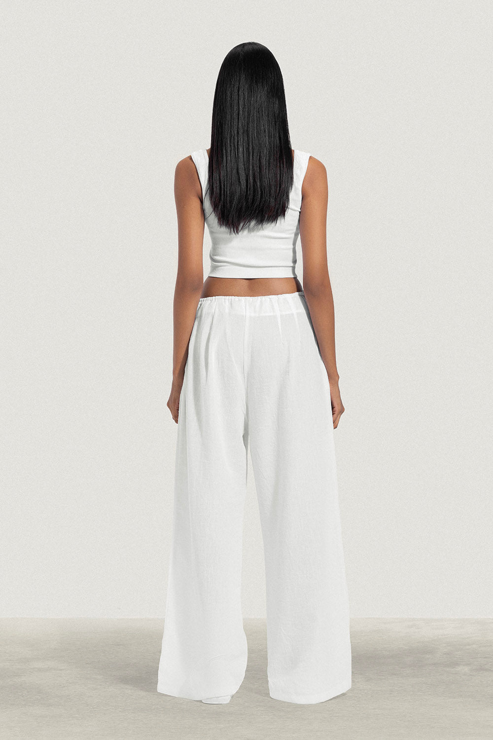 No Waist Pleated Linen Trousers