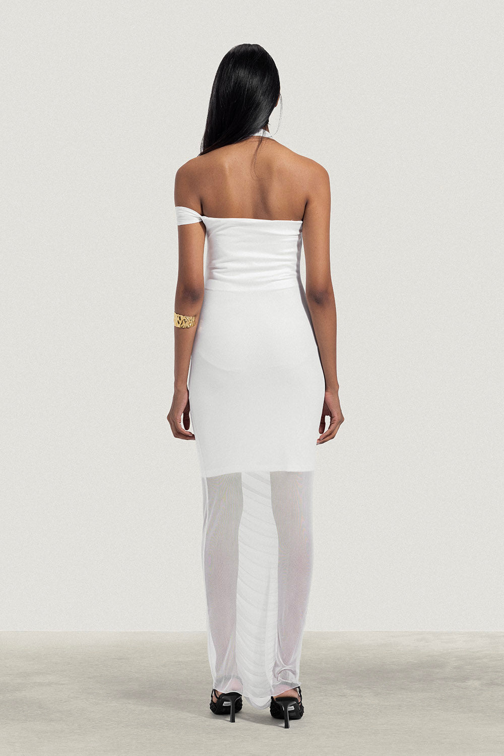 Long Fitted Mesh Dress