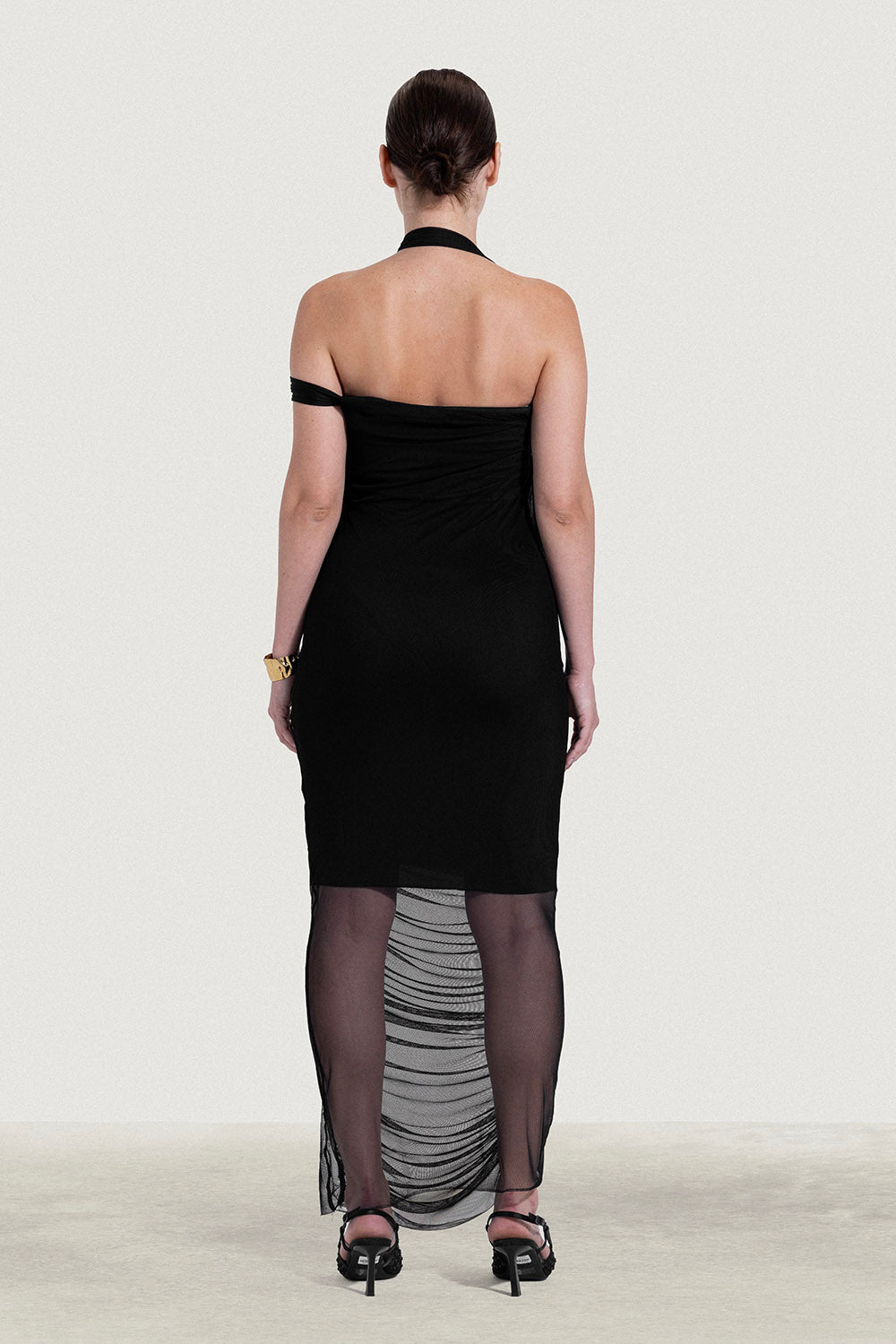 Long Fitted Mesh Dress